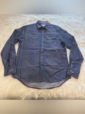 Gilded Age Chambray Denim Western Shirt 100% Cotton Button Up Men’s Size M